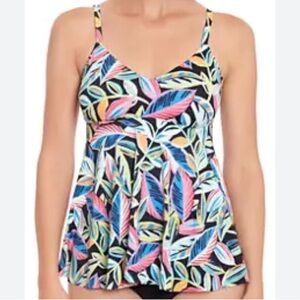 Shape Solver Pool Party V-Neck Tankini Top Multi Color Underwire size 10